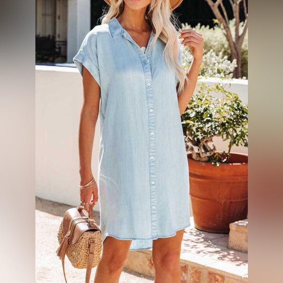 Dresses & Skirts - Button Up Collared Neck Short Sleeve Dress